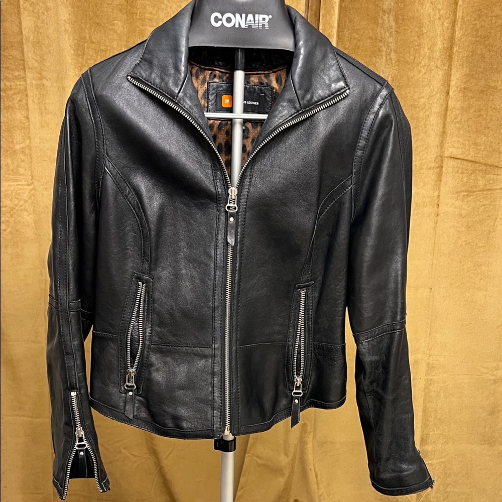 Wilsons Leather Black Jacket with Silver Accents